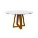 Mesa de Jantar Redonda com Tampo de Vidro Vitoria Off White e Ype 135 cm