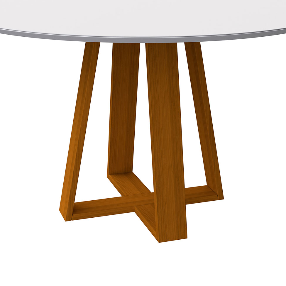 Mesa de Jantar Redonda com Tampo de Vidro Vitoria Off White e Ype 135 cm