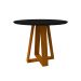 Mesa de Jantar Redonda com Tampo de Vidro Vitoria Preta e Ype 100 cm