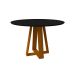Mesa de Jantar Redonda com Tampo de Vidro Vitoria Preta e Ype 117 cm