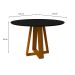 Mesa de Jantar Redonda com Tampo de Vidro Vitoria Preta e Ype 117 cm
