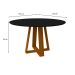 Mesa de Jantar Redonda com Tampo de Vidro Vitoria Preta e Ype 135 cm