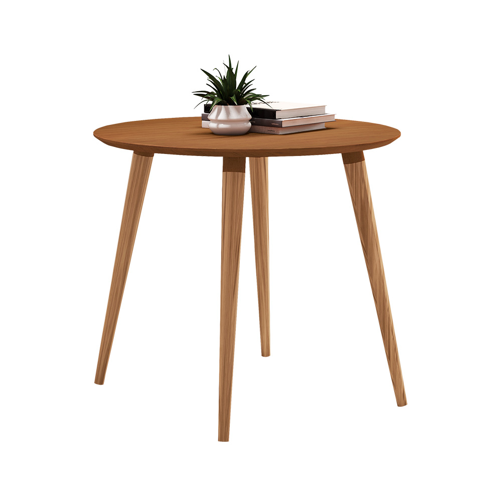 Mesa de Jantar Redonda com Tampo em MDF Veneza Cedro 90 cm