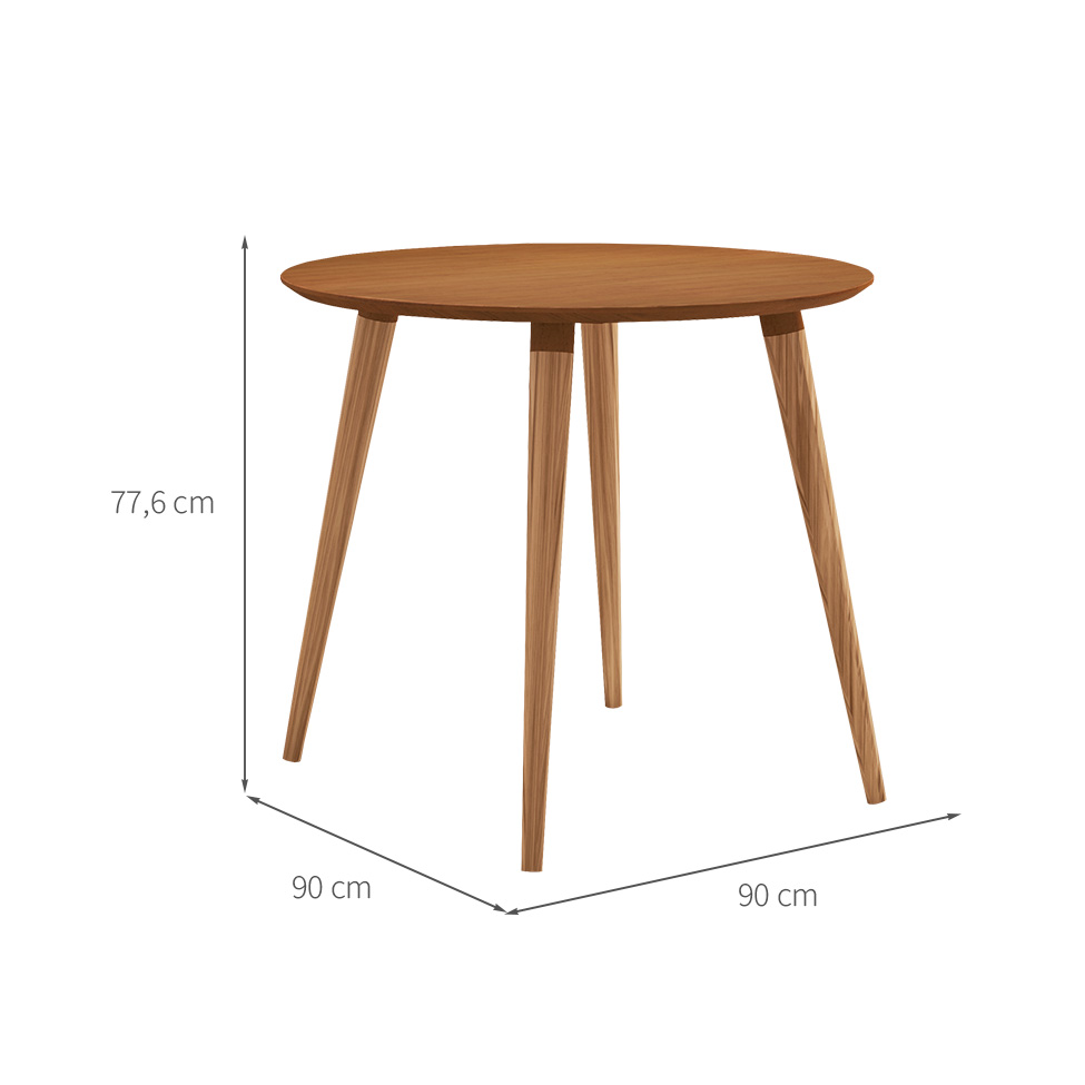 Mesa de Jantar Redonda com Tampo em MDF Veneza Cedro 90 cm