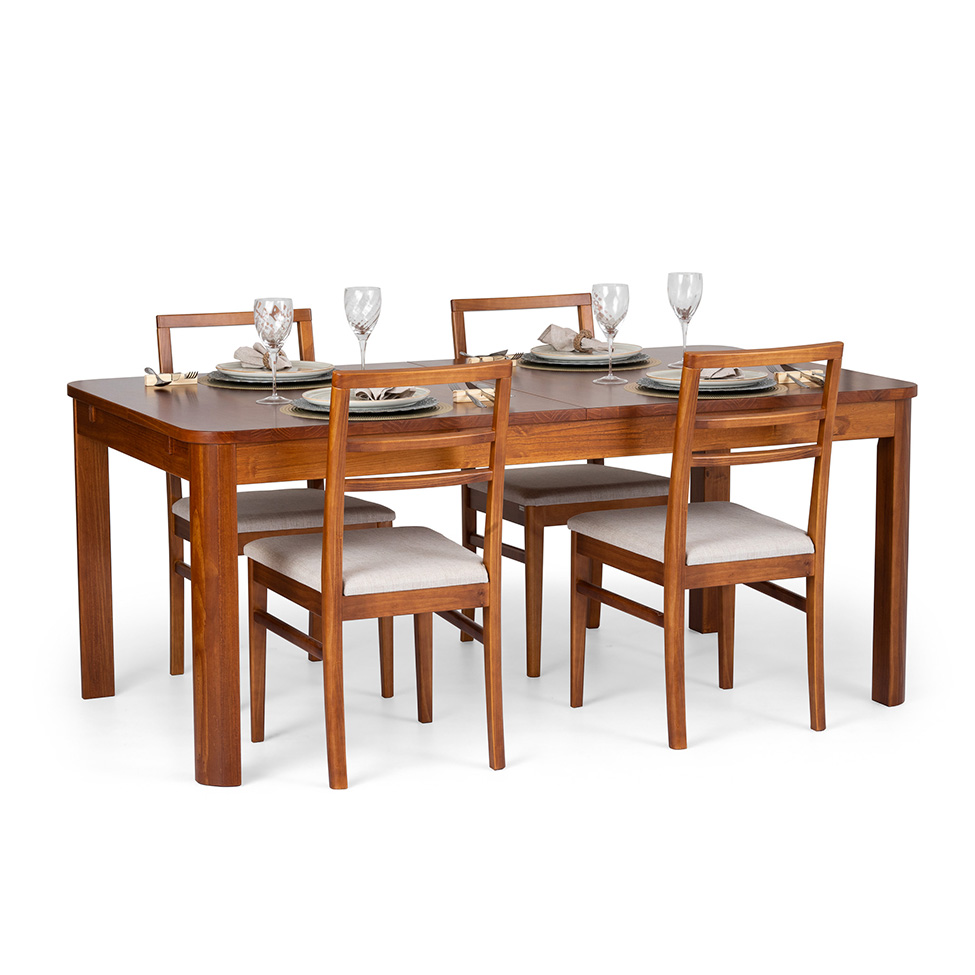 Mesa de Jantar Retangular Extensível Zuzu Madeira Maciça Garapa 220 cm