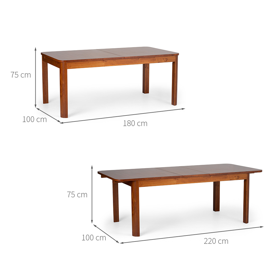 Mesa de Jantar Retangular Extensível Zuzu Madeira Maciça Garapa 220 cm