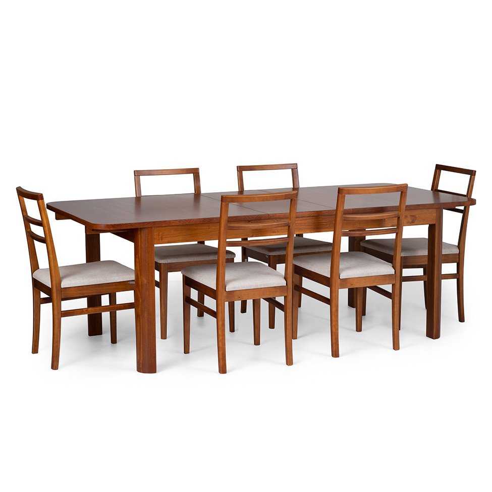 Mesa de Jantar Retangular Extensível Zuzu Madeira Maciça Garapa 220 cm