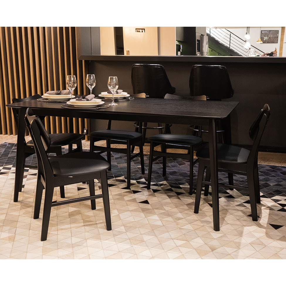 Mesa de Jantar Retangular Finlândia Preta 160 cm