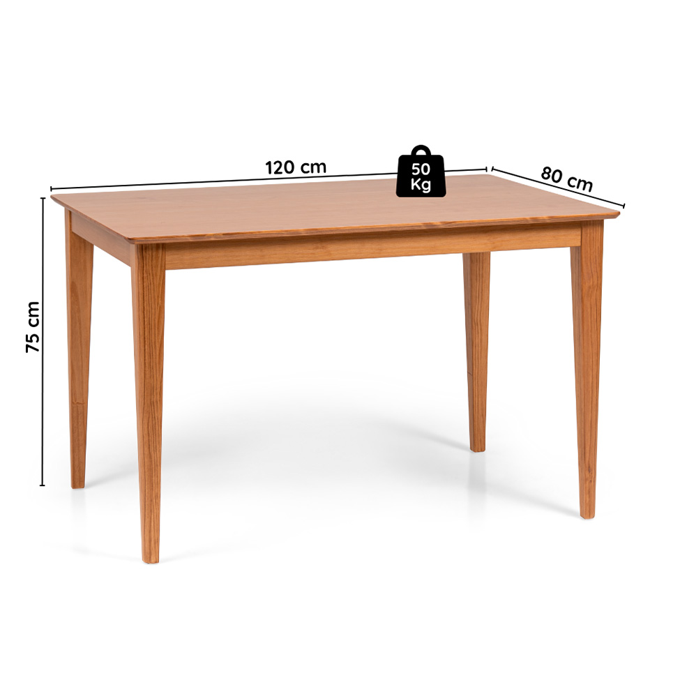 Mesa de Jantar Retangular Olmo Mel 120 cm