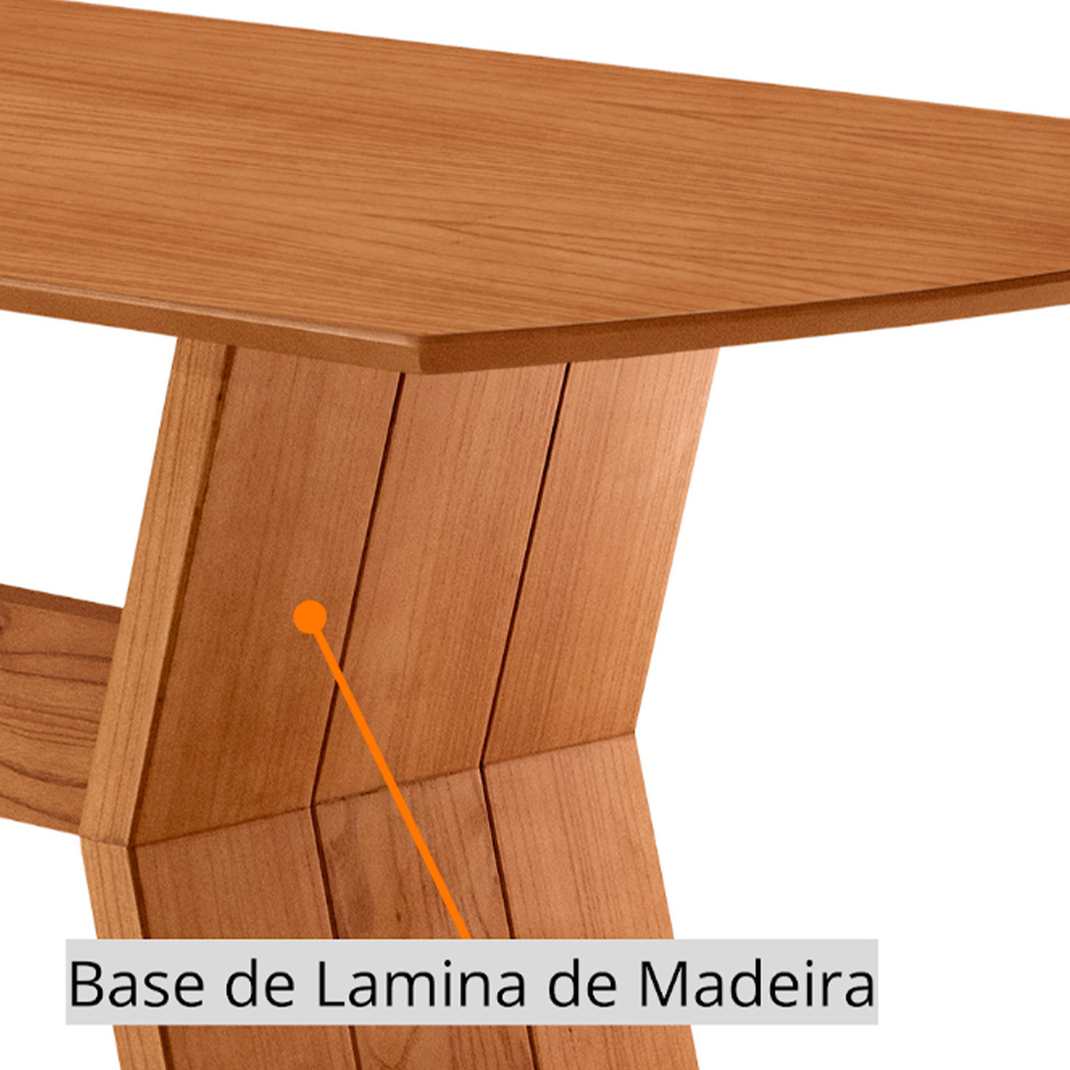 Mesa de Jantar Retangular com Tampo Laminado Alana Cinamomo 180 cm