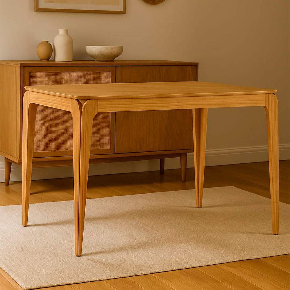 Mesa de Jantar Retangular com Tampo MDF Aurea Ypê 120 cm