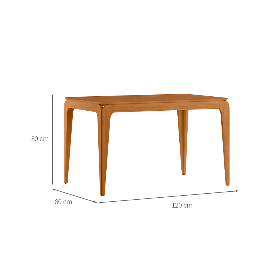 Mesa de Jantar Retangular com Tampo MDF Aurea Ypê 120 cm