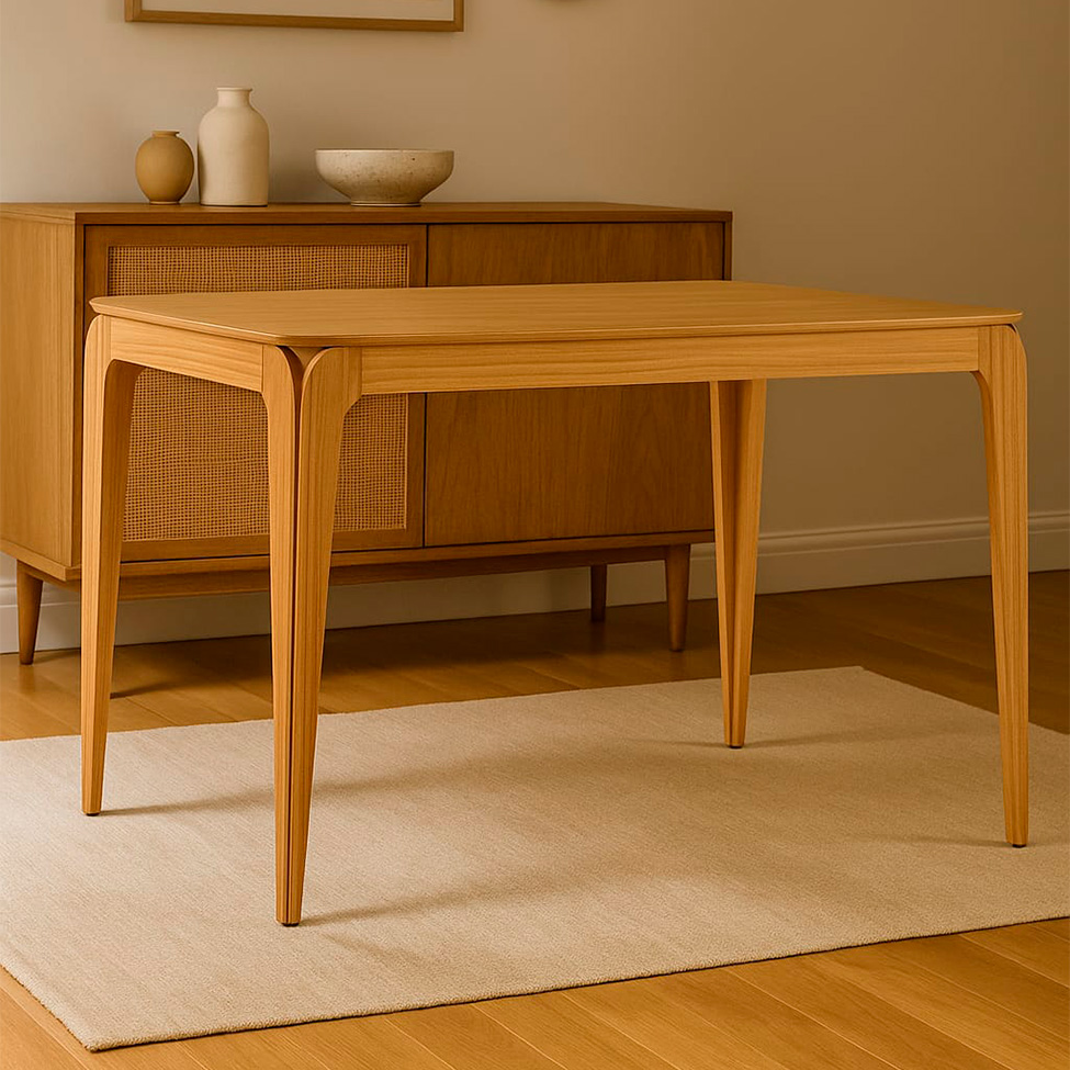 Mesa de Jantar Retangular com Tampo MDF Aurea Ypê 160 cm