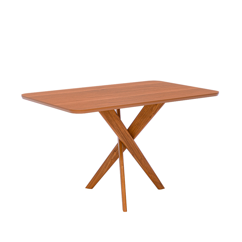 Mesa de Jantar Retangular com Tampo MDF Cacau Cinamomo e Madeira 130 cm