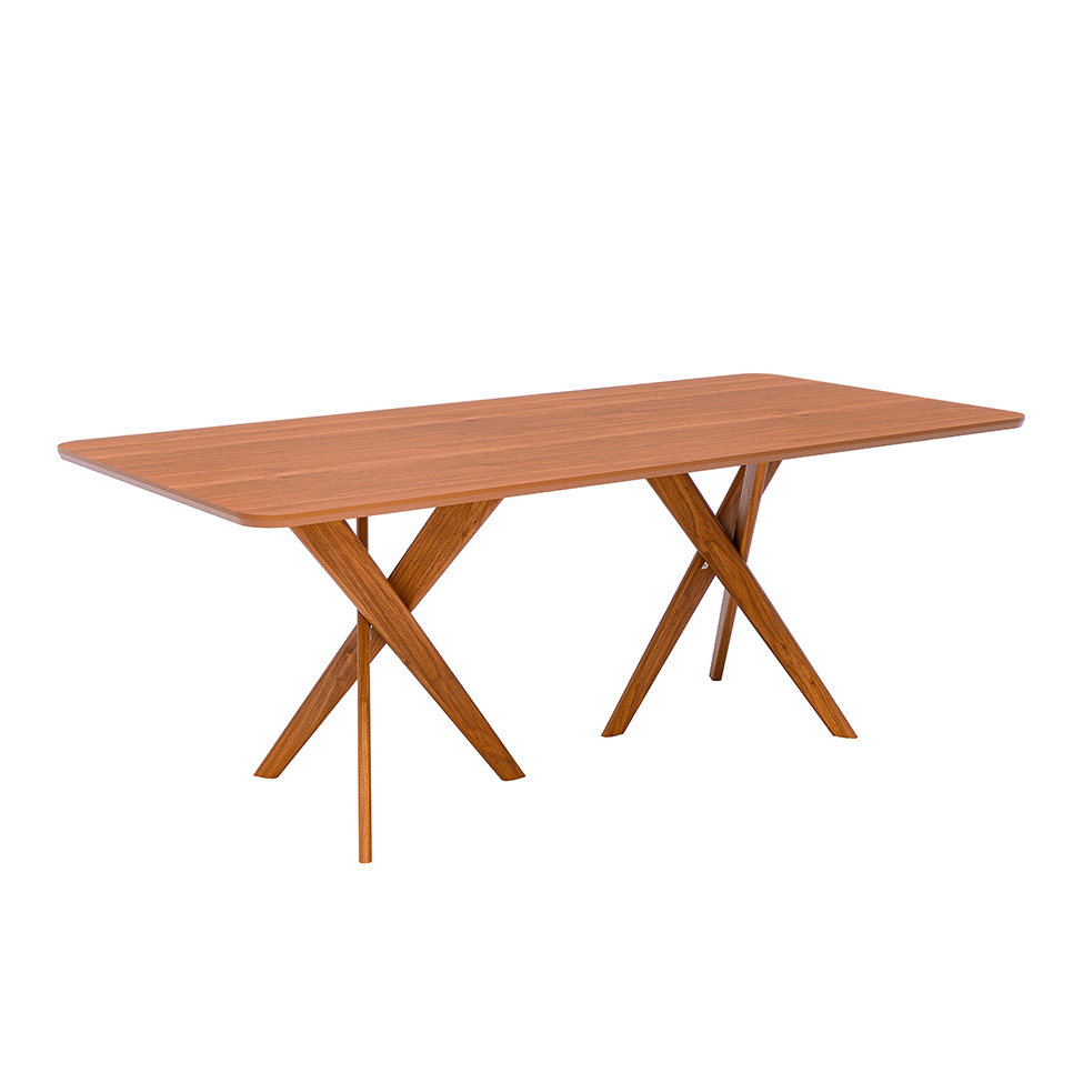 Mesa de Jantar Retangular com Tampo MDF Cacau Cinamomo e Madeira 210 cm