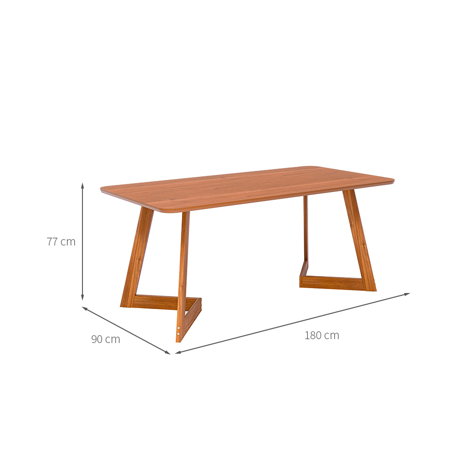 Mesa de Jantar Retangular com Tampo MDF Caju Cinamomo e Madeira 180 cm