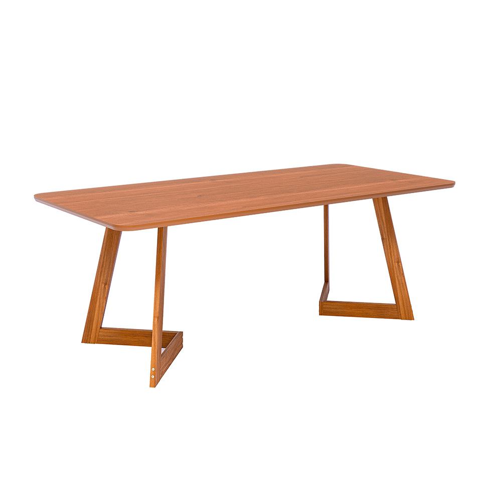 Mesa de Jantar Retangular com Tampo MDF Caju Cinamomo e Madeira 210 cm