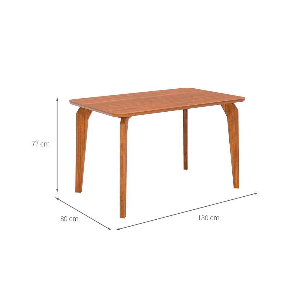 Mesa de Jantar Retangular com Tampo MDF Papaia Cinamomo e Madeira 130 cm