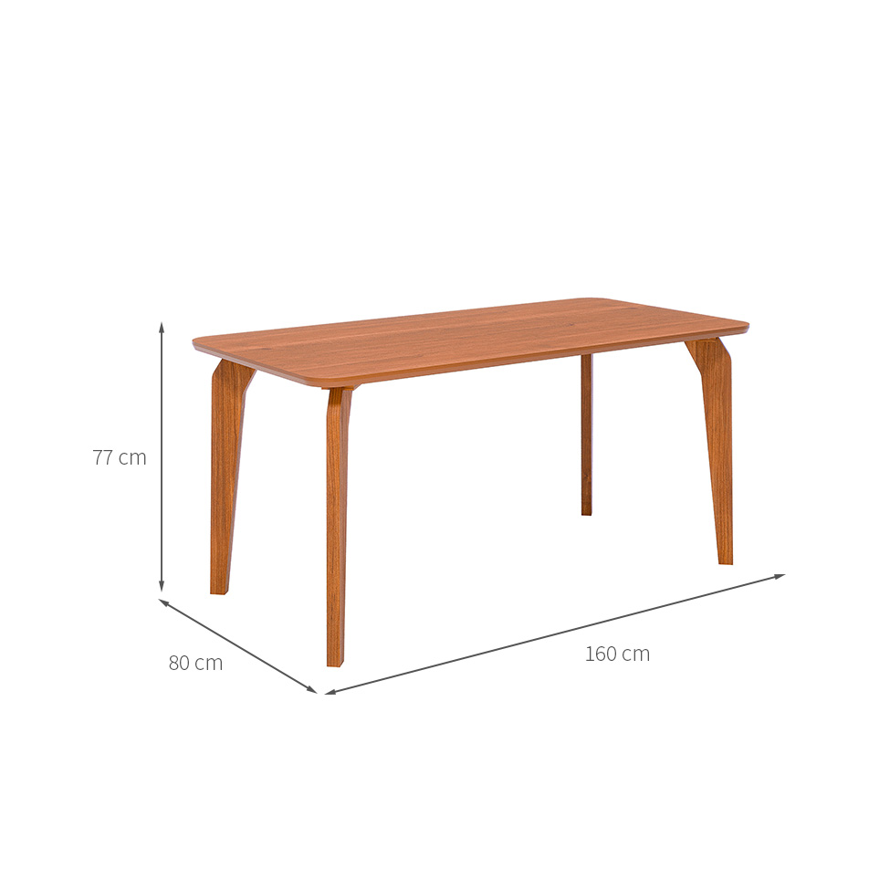 Mesa de Jantar Retangular com Tampo MDF Papaia Cinamomo e Madeira 160 cm
