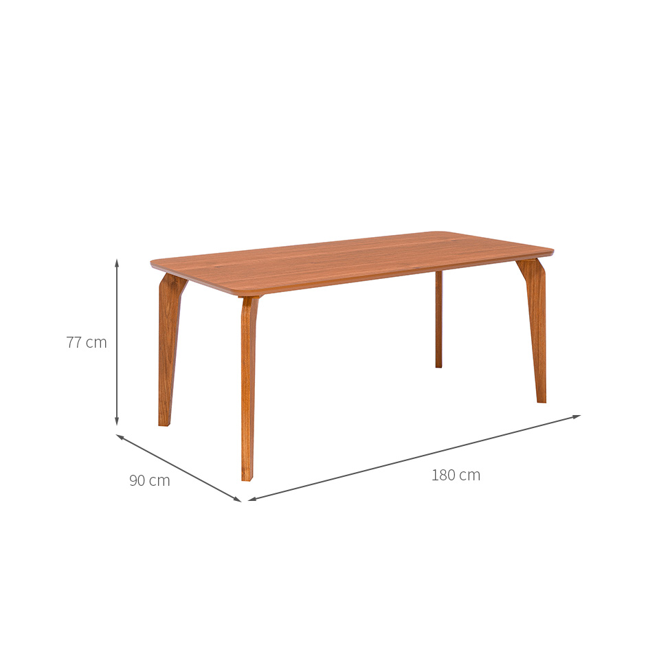 Mesa de Jantar Retangular com Tampo MDF Papaia Cinamomo e Madeira 180 cm
