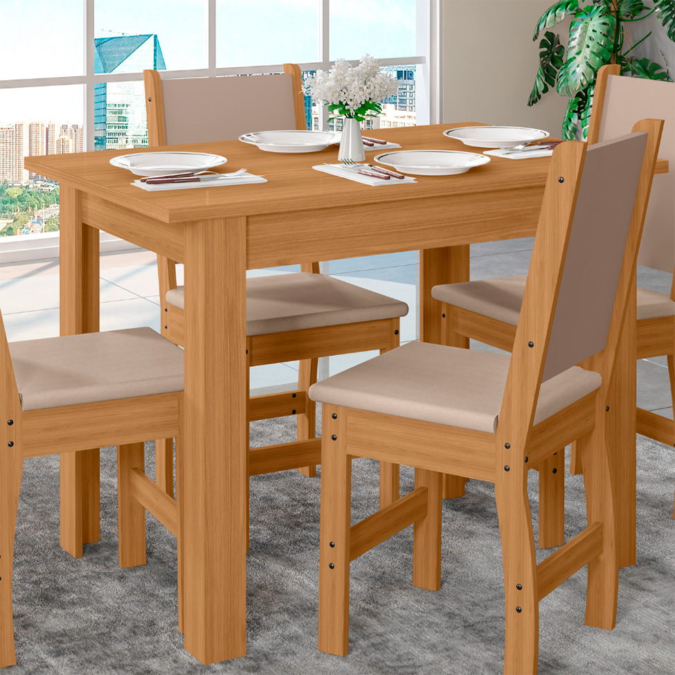 Mesa de Jantar Retangular com Tampo MDP Bellagio Freijó 108 cm