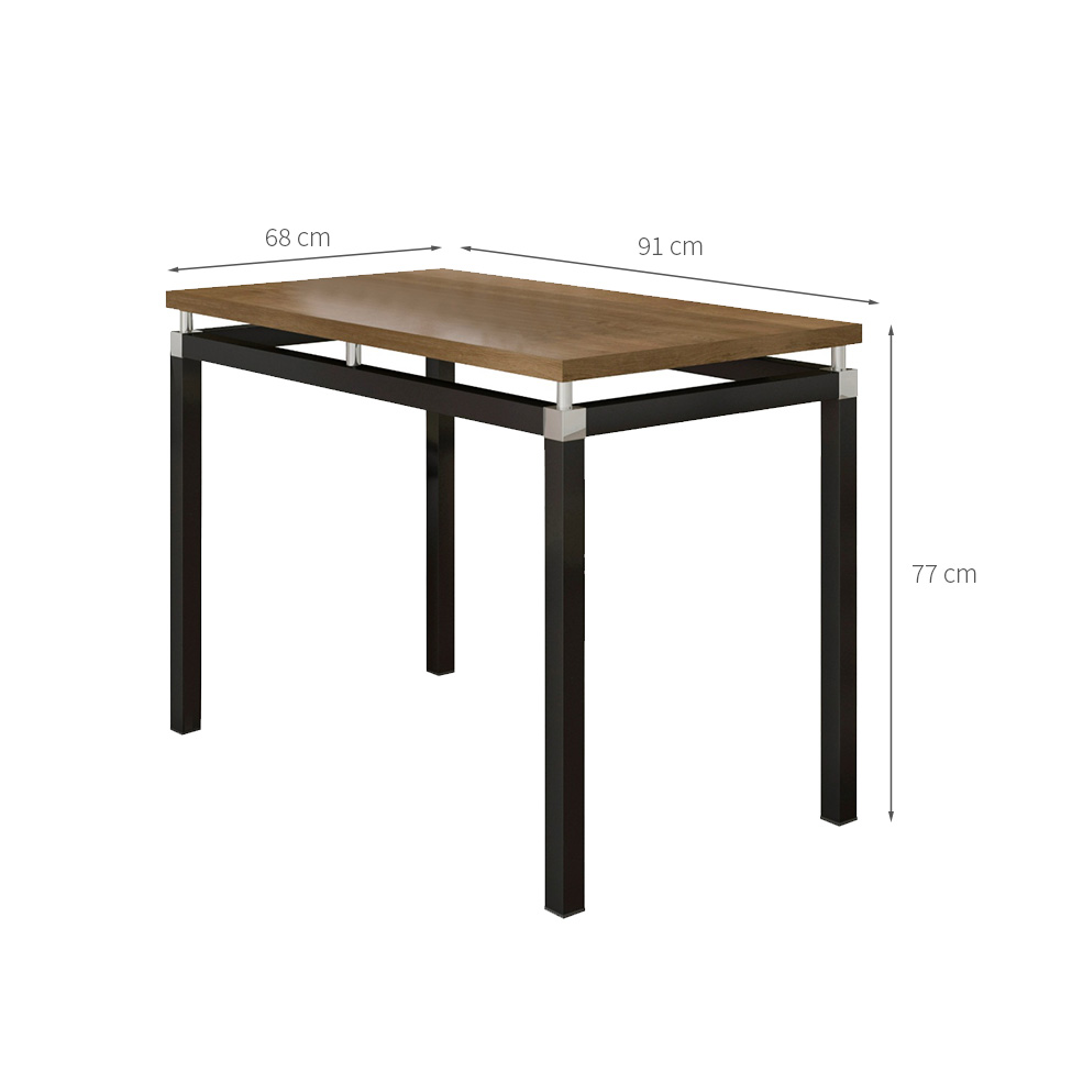 Mesa de Jantar Retangular com Tampo MDP Malva Amadeirada e Preta 91 cm