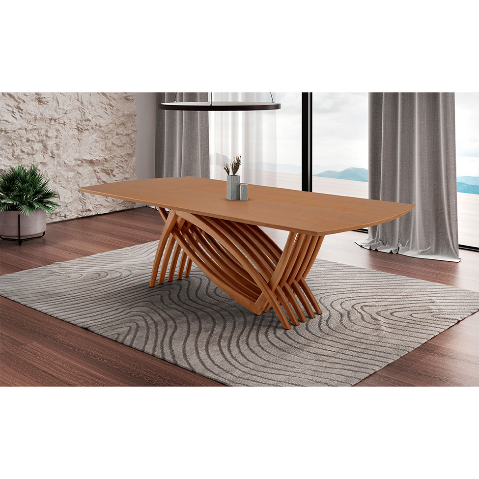 Mesa de Jantar Retangular com Tampo Madeira Grazzia Imbuia 240 cm