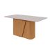 Mesa de Jantar Retangular com Tampo de MDF 25 mm e Vidro Luar I Off White e Amêndoa 170 cm