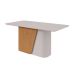 Mesa de Jantar Retangular com Tampo de MDF 25 mm e Vidro Luar II Off White e Amêndoa 170 cm