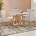 Mesa de Jantar Retangular com Tampo de MDF 25 mm e Vidro Sintonia Off White e Amêndoa 120 cm