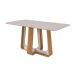 Mesa de Jantar Retangular com Tampo de MDF 25 mm e Vidro Sintonia Off White e Amêndoa 160 cm