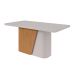 Mesa de Jantar Retangular com Tampo de MDF 40 mm e Vidro Luar II Off White e Amêndoa 170 cm