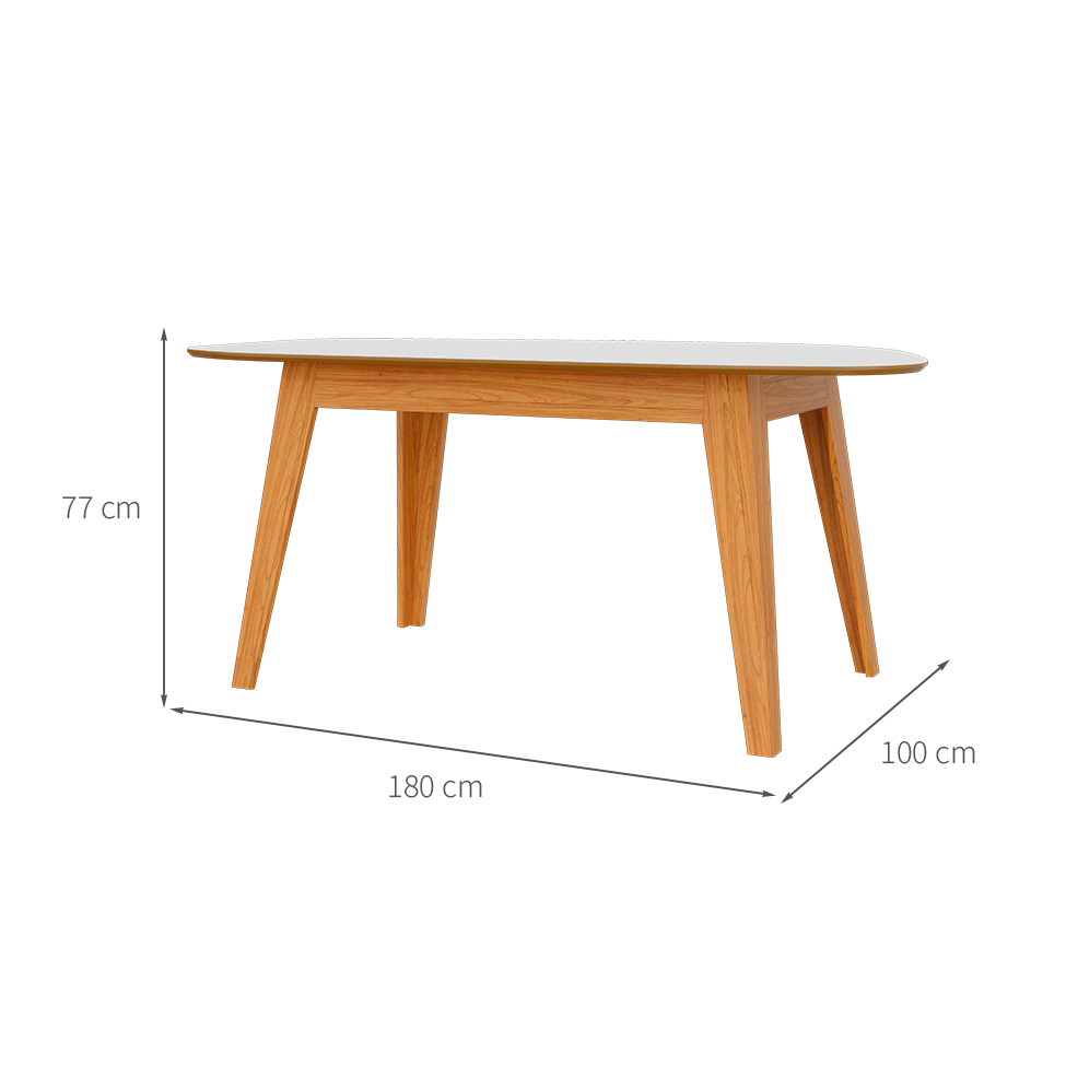 Mesa de Jantar Retangular com Tampo de MDF Alora 100% MDF Off White e Freijó