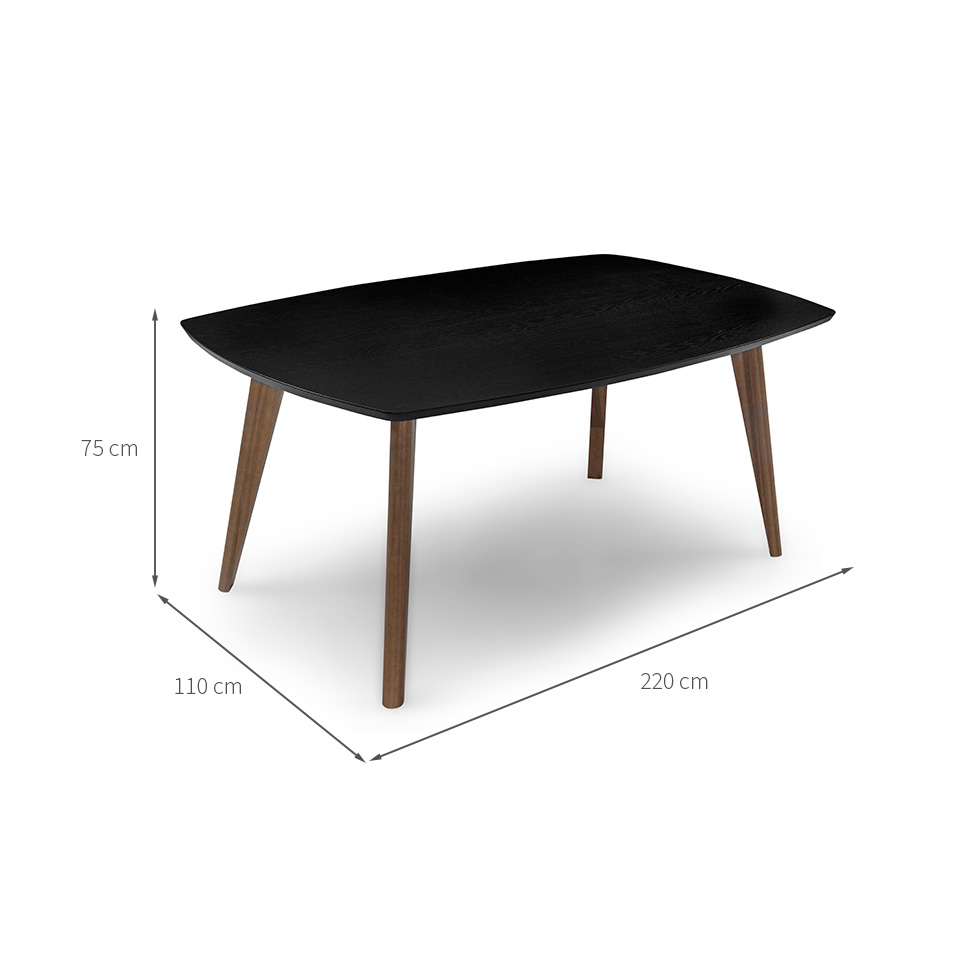 Mesa de Jantar Retangular com Tampo de MDF Florencia Preto e Amêndoa 220 cm