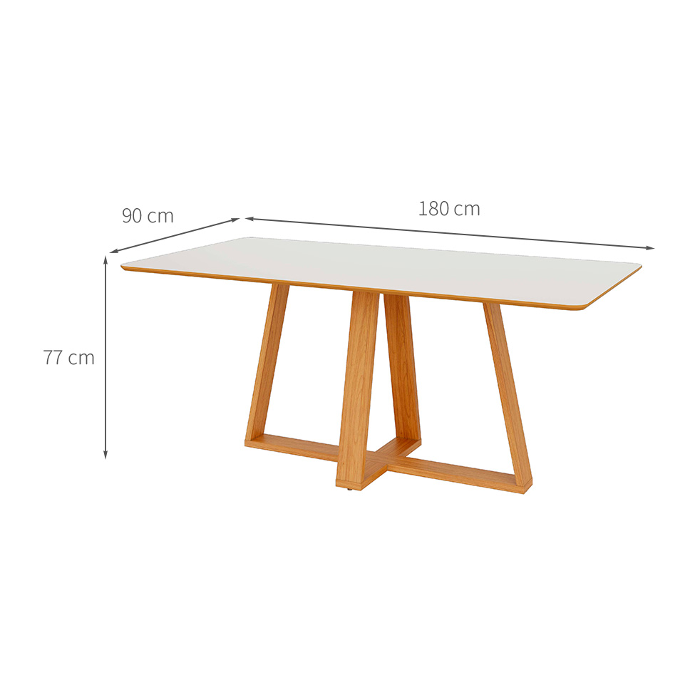 Mesa de Jantar Retangular com Tampo de MDF Kessy 100% MDF Off White e Freijó 180 cm