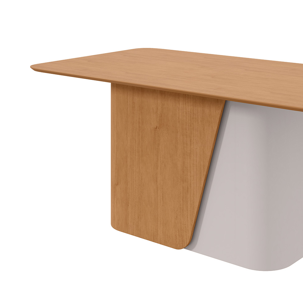 Mesa de Jantar Retangular com Tampo de MDF Luar Amêndoa e Off White 170 cm