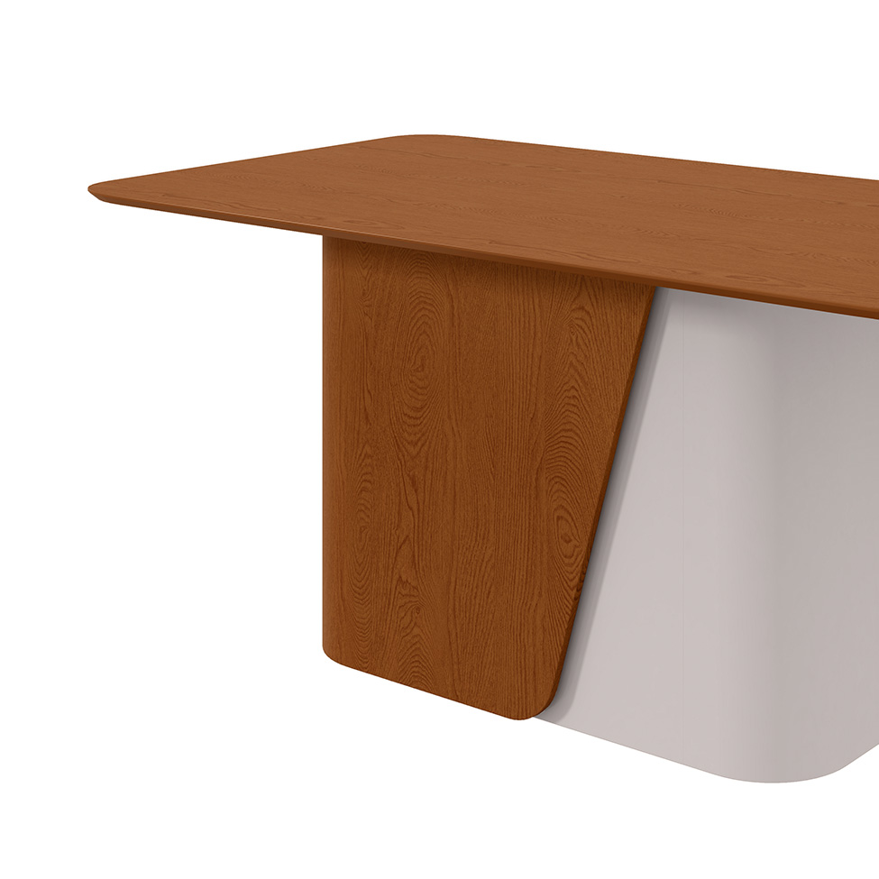 Mesa de Jantar Retangular com Tampo de MDF Luar Frassino e Off White 170 cm