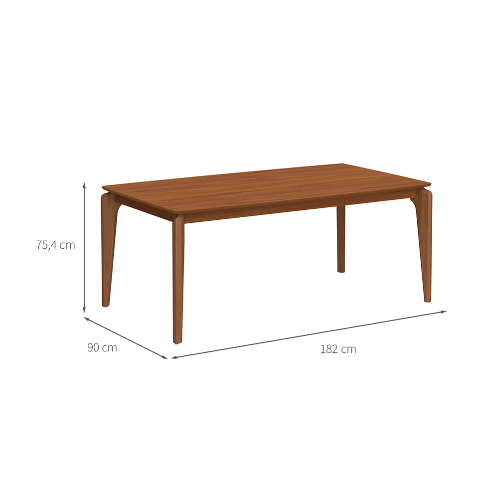Mesa de Jantar Retangular com Tampo de MDF Natural Lauren Canela 182 cm