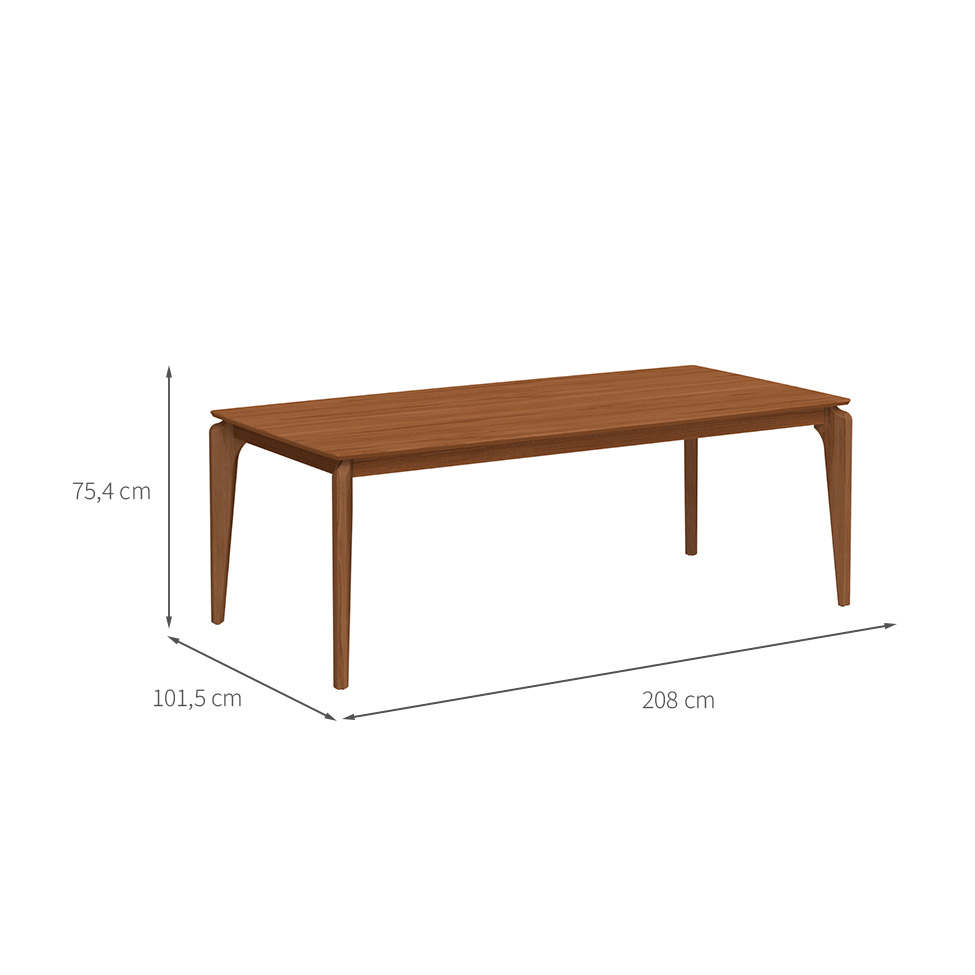Mesa de Jantar Retangular com Tampo de MDF Natural Lauren Canela 208 cm