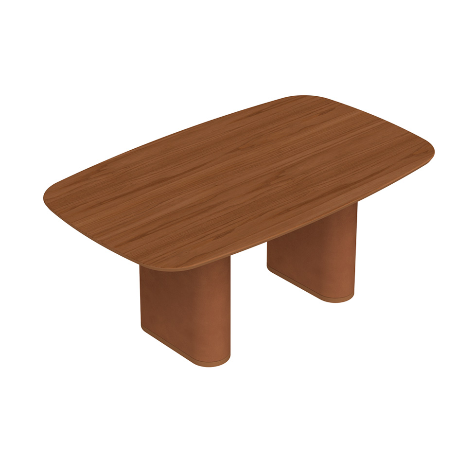 Mesa de Jantar Retangular com Tampo de MDF Off White Lintz Caramelo e Canela 184 cm