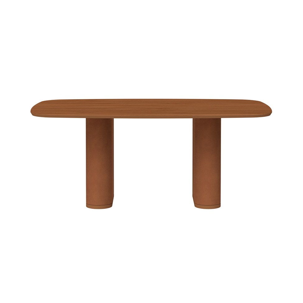 Mesa de Jantar Retangular com Tampo de MDF Off White Lintz Caramelo e Canela 184 cm