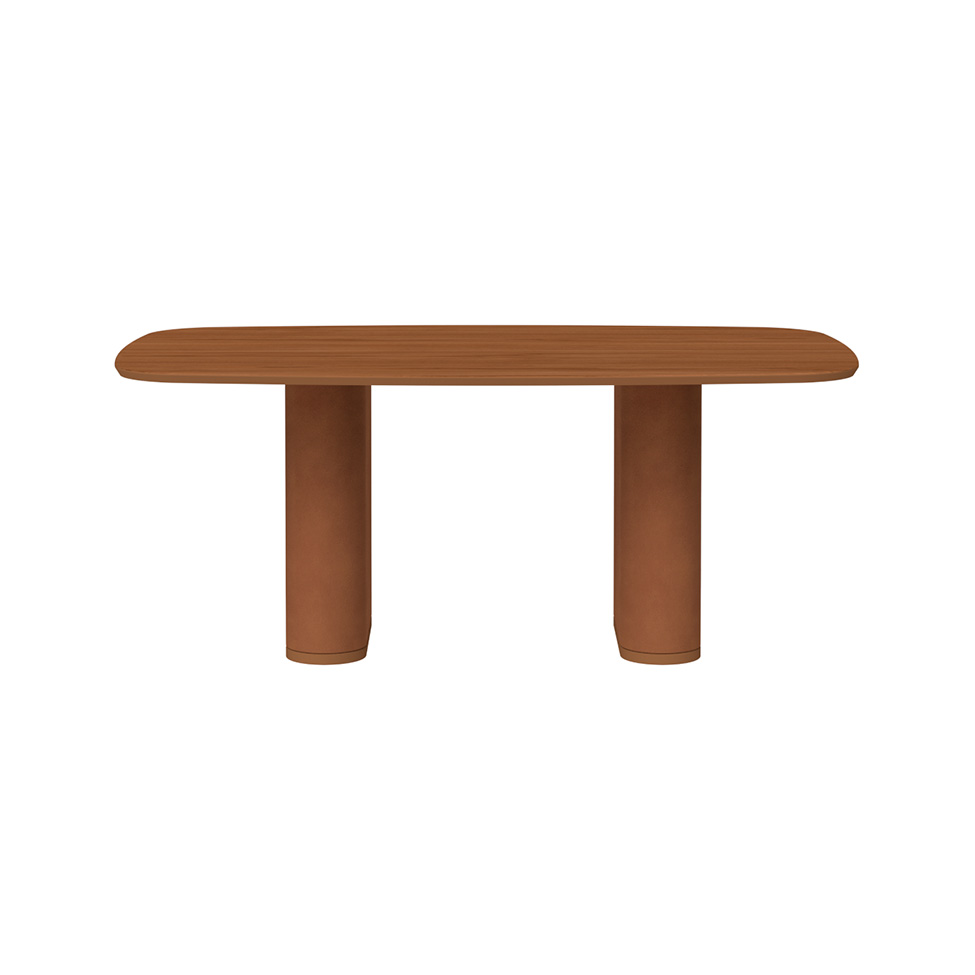Mesa de Jantar Retangular com Tampo de MDF Off White Lintz Caramelo e Canela 219 cm