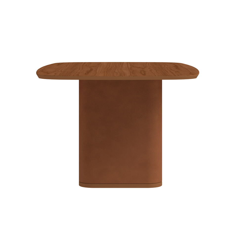 Mesa de Jantar Retangular com Tampo de MDF Off White Lintz Caramelo e Canela 219 cm