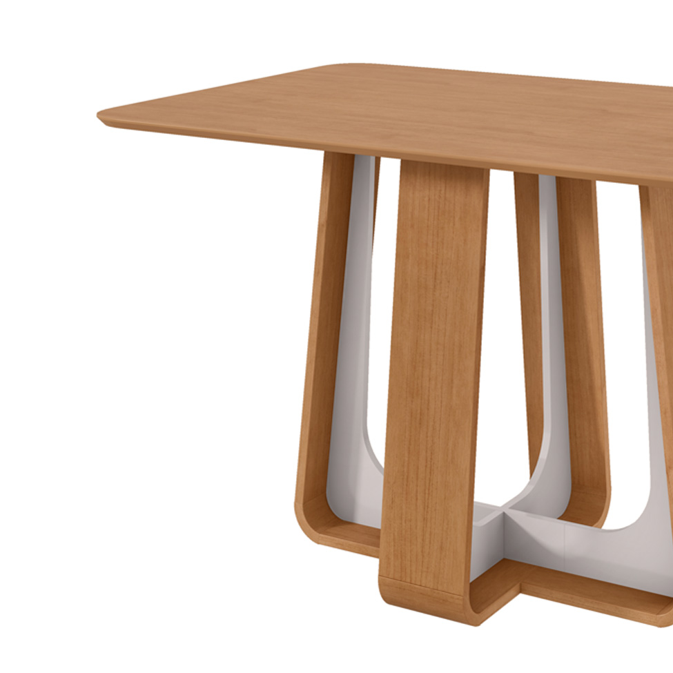 Mesa de Jantar Retangular com Tampo de MDF Sintonia Amêndoa e Off White 120 cm