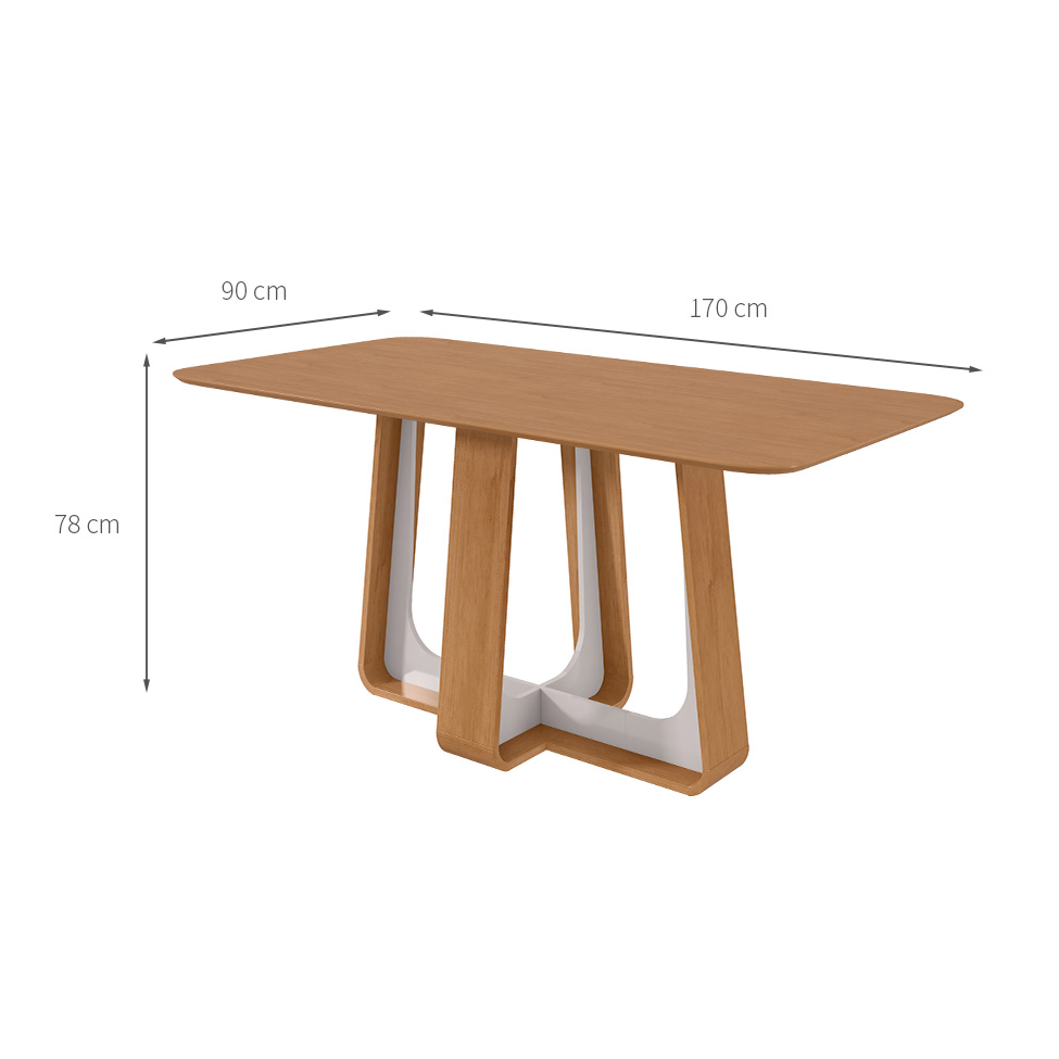 Mesa de Jantar Retangular com Tampo de MDF Sintonia Amêndoa e Off White 170 cm