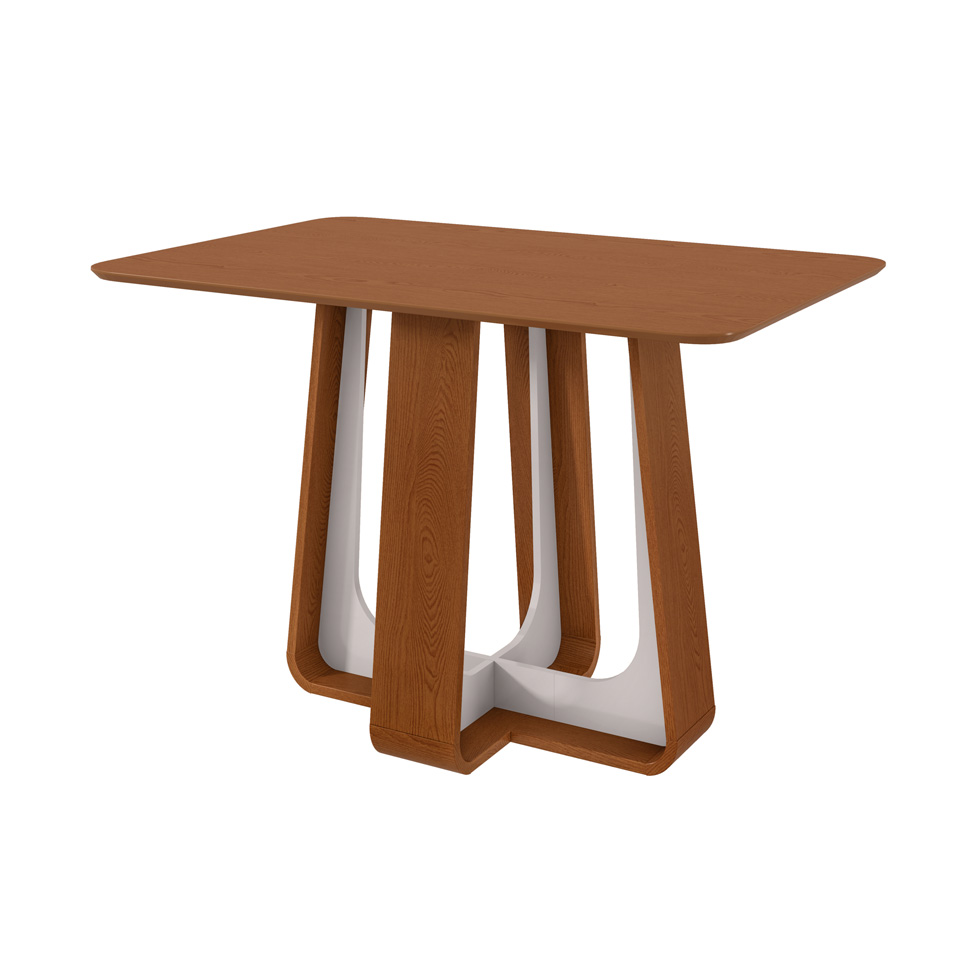 Mesa de Jantar Retangular com Tampo de MDF Sintonia Frassino e Off White 120 cm