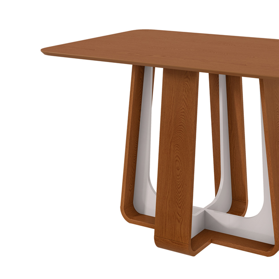 Mesa de Jantar Retangular com Tampo de MDF Sintonia Frassino e Off White 120 cm