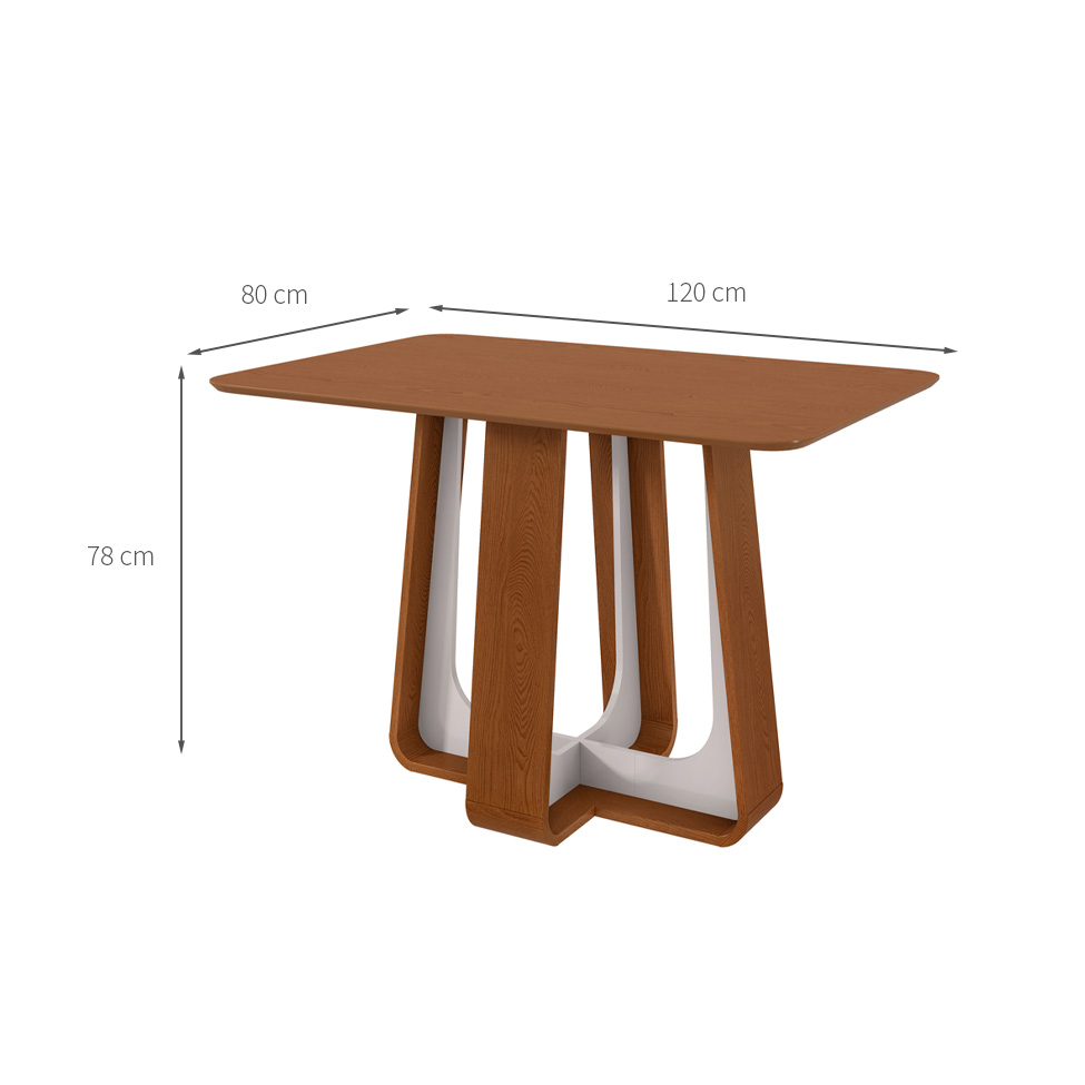 Mesa de Jantar Retangular com Tampo de MDF Sintonia Frassino e Off White 120 cm