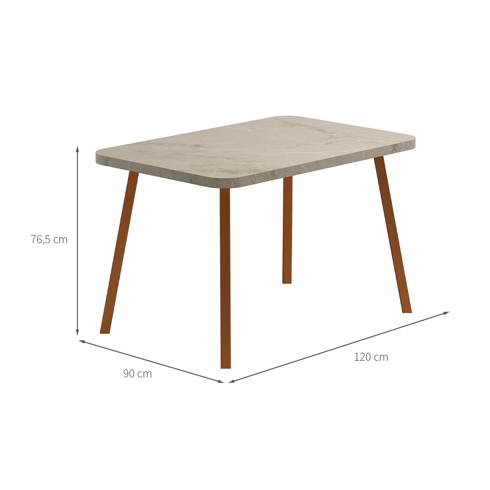 Mesa de Jantar Retangular com Tampo de MDP Stellar Petra e Rosê 120 cm