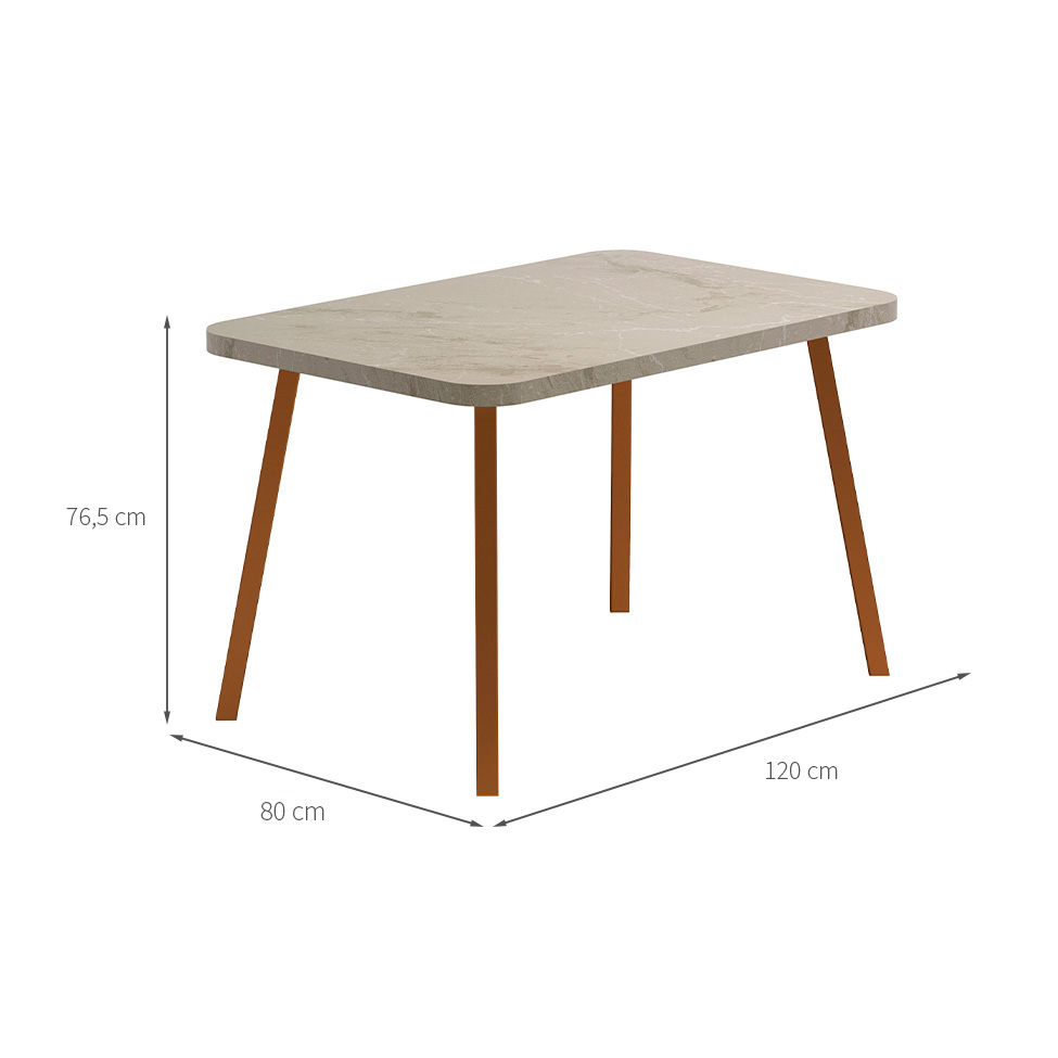 Mesa de Jantar Retangular com Tampo de MDP Stellar Petra e Rosê 120 cm
